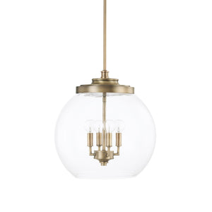Capital Lighting 321142AD Mid Century 4 Light Pendant Aged Brass