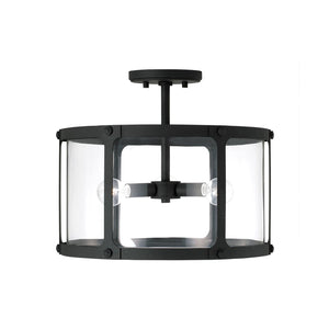 Capital Lighting 244931BI Brennen 3 Light Semi-Flush Black Iron