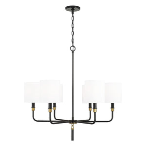 Capital Lighting 441961YA-702 Beckham 6 Light Chandelier Glossy Black and Aged Brass