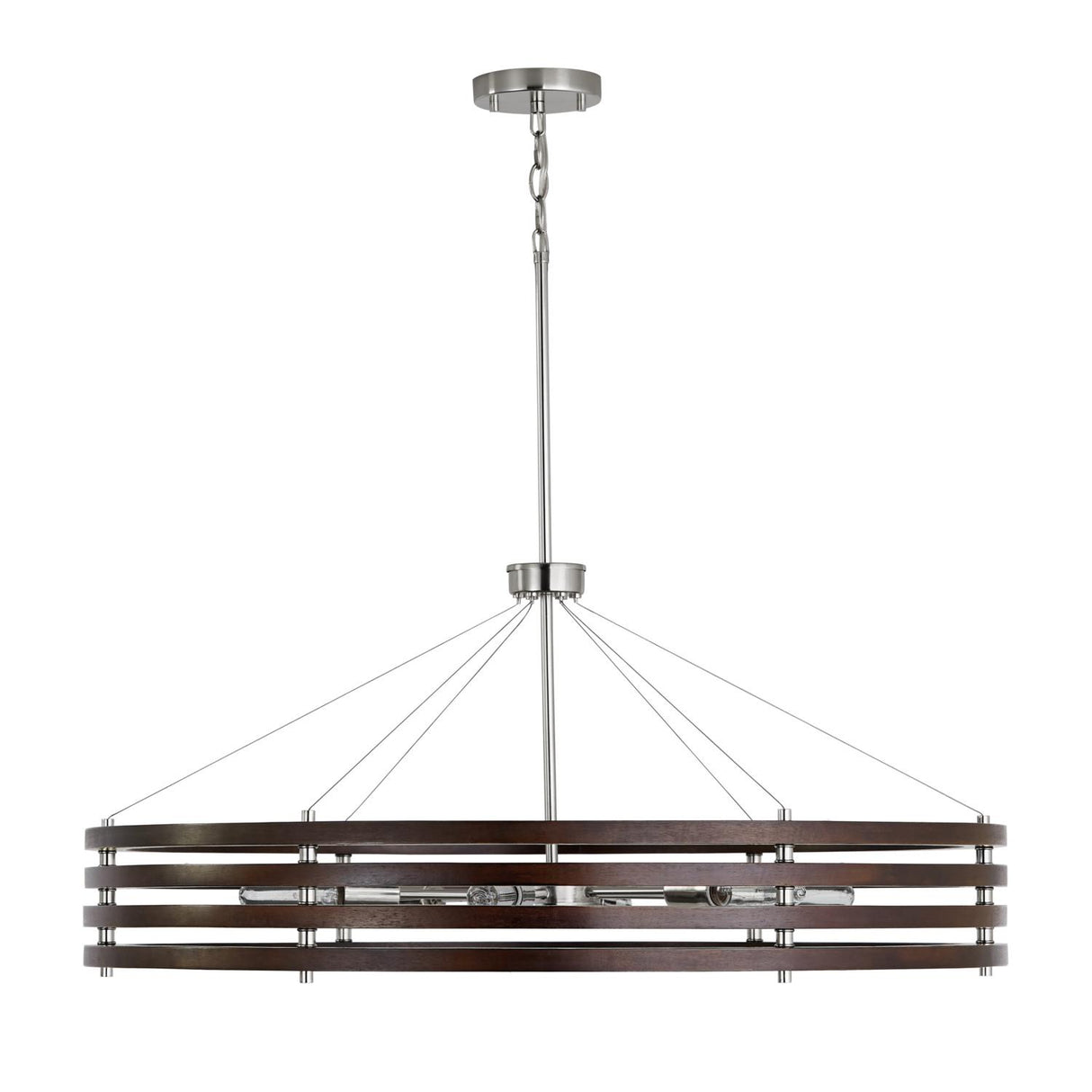 Capital Lighting 439961DN Dalton 6 Light Chandelier Dark Wood and Polished Nickel