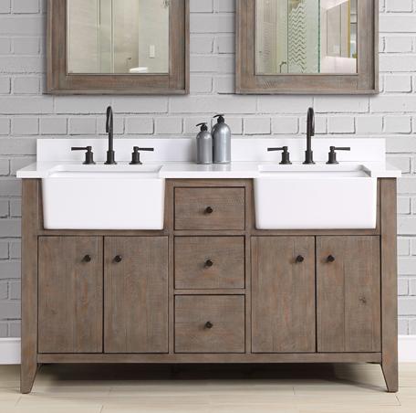 River View 60" Double bowl Farmhouse Vanity - Coffee Bean