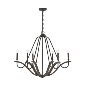 Capital Lighting 447661CK Clive 6 Light Chandelier Carbon Grey and Black Iron
