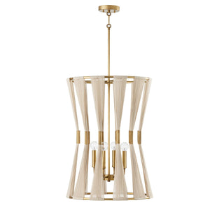 Capital Lighting 541141NP Bianca 4 Light Foyer Bleached Natural Rope and Patinaed Brass