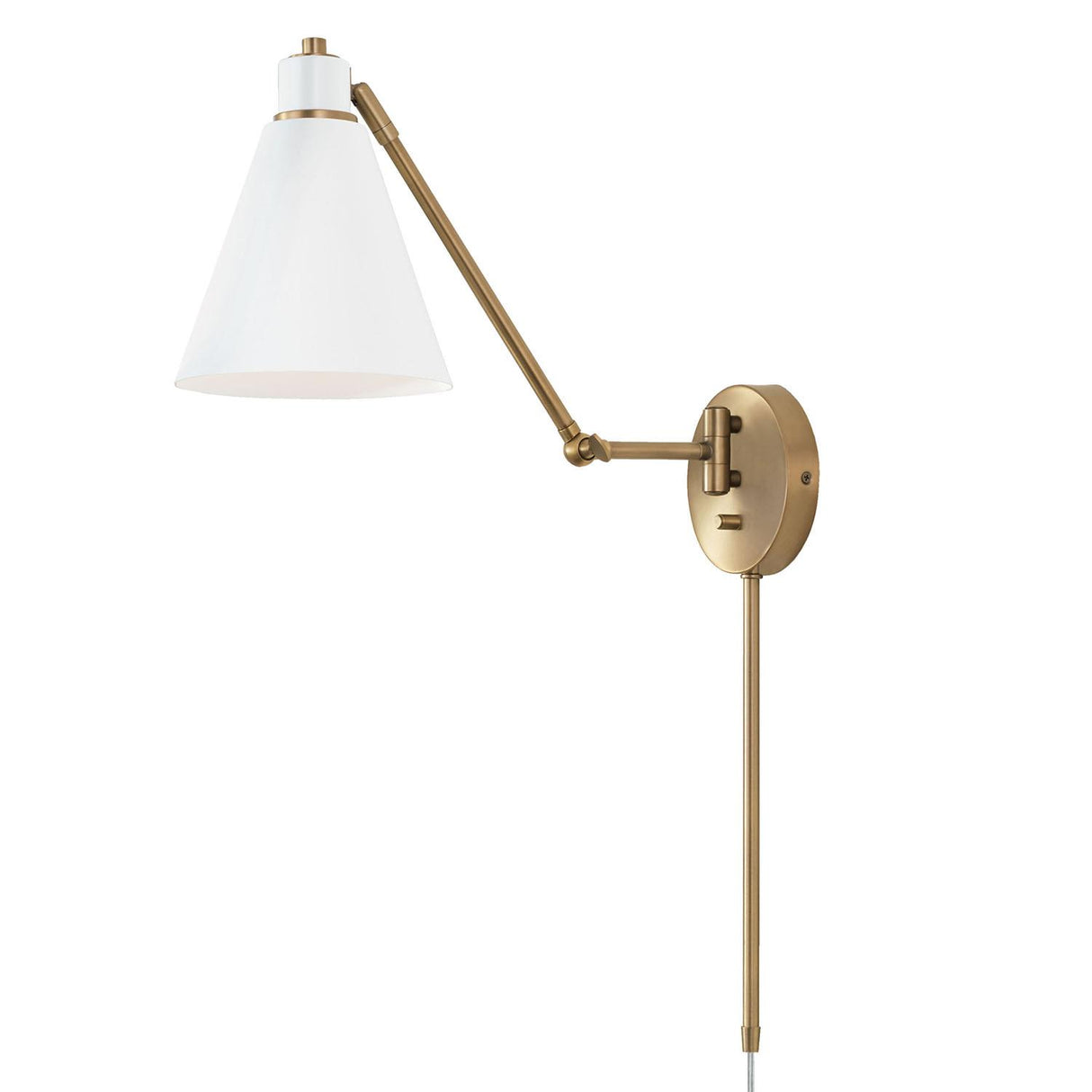 Capital Lighting 650111AW Bradley 1 Light Sconce Aged Brass and White