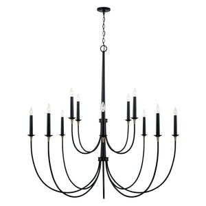Capital Lighting 445601KB Amara 12 Light Chandelier Matte Black with Brass