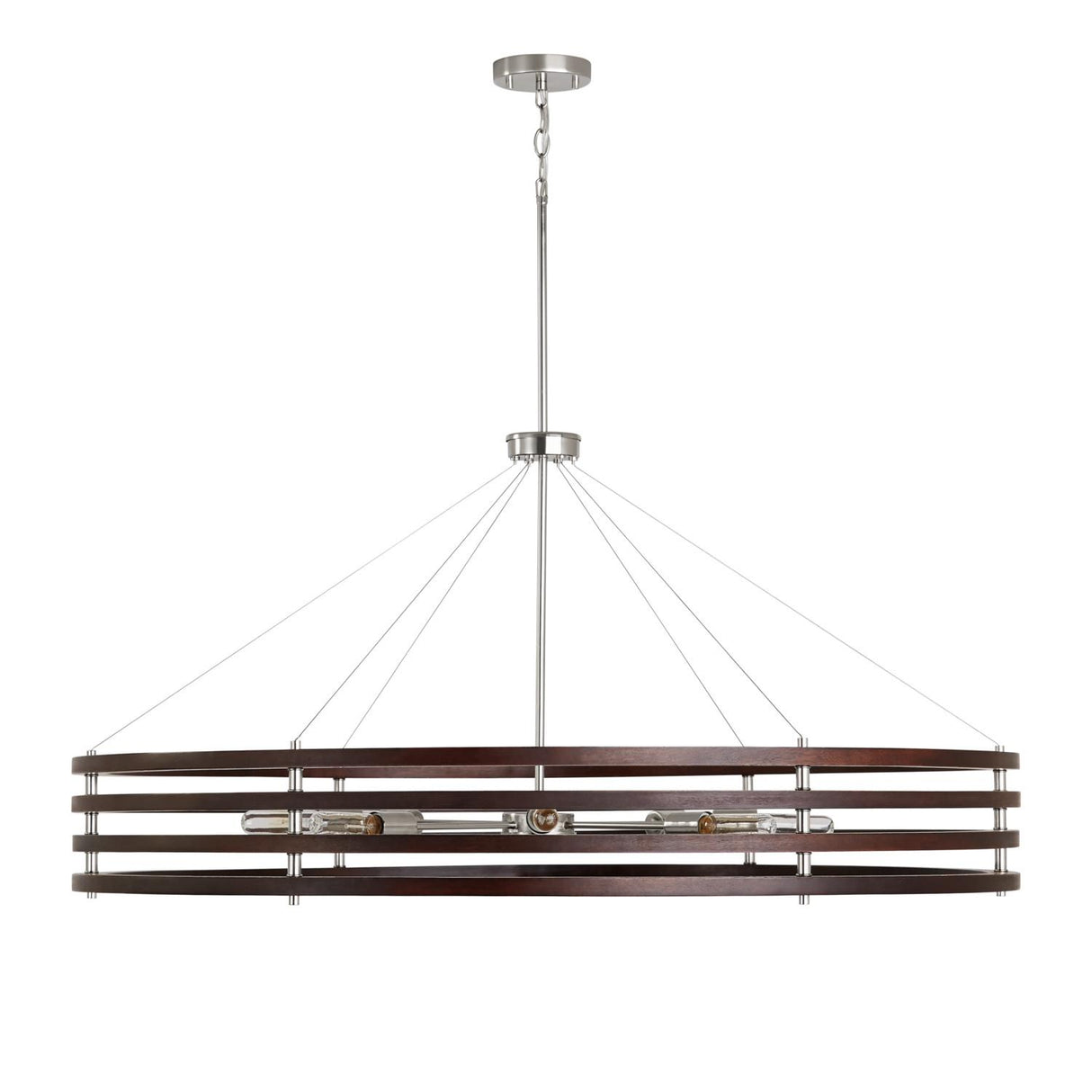 Capital Lighting 439981DN Dalton 8 Light Chandelier Dark Wood and Polished Nickel