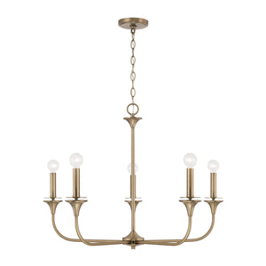 Capital Lighting 448951AD Presley 5 Light Chandelier Aged Brass
