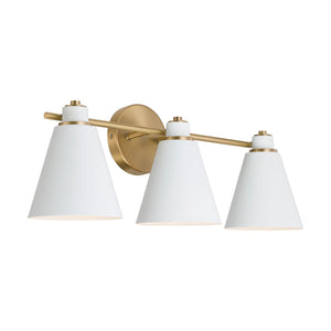 Capital Lighting 150131AW Bradley 3 Light Vanity Aged Brass and White