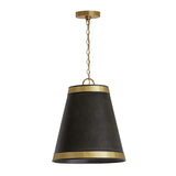 Capital Lighting 335631GB Barrow 3 Light Pendant Galvanized Black and True Brass