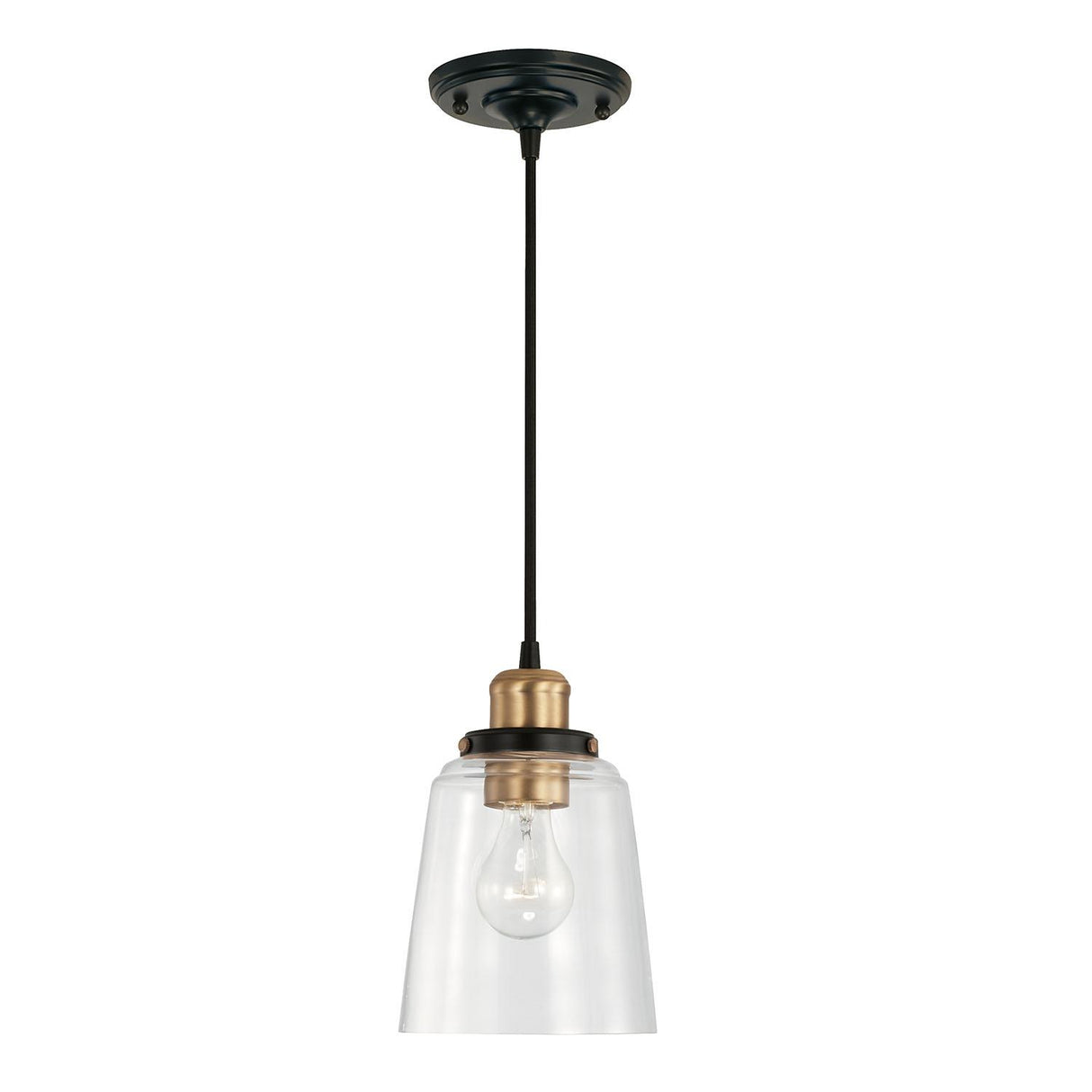 Capital Lighting 3718AB-135 Fallon 1 Light Pendant Aged Brass and Black