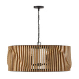 Capital Lighting 344664WK Archer 6 Light Pendant Light Wood and Matte Black