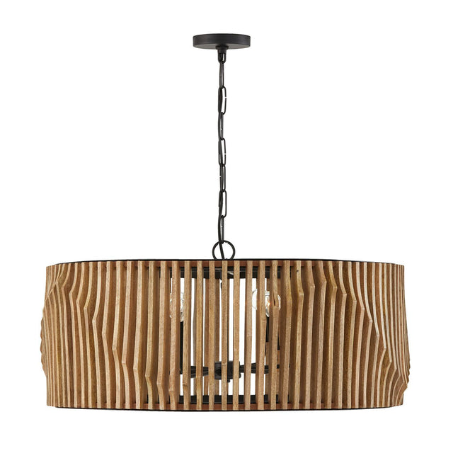 Capital Lighting 344664WK Archer 6 Light Pendant Light Wood and Matte Black
