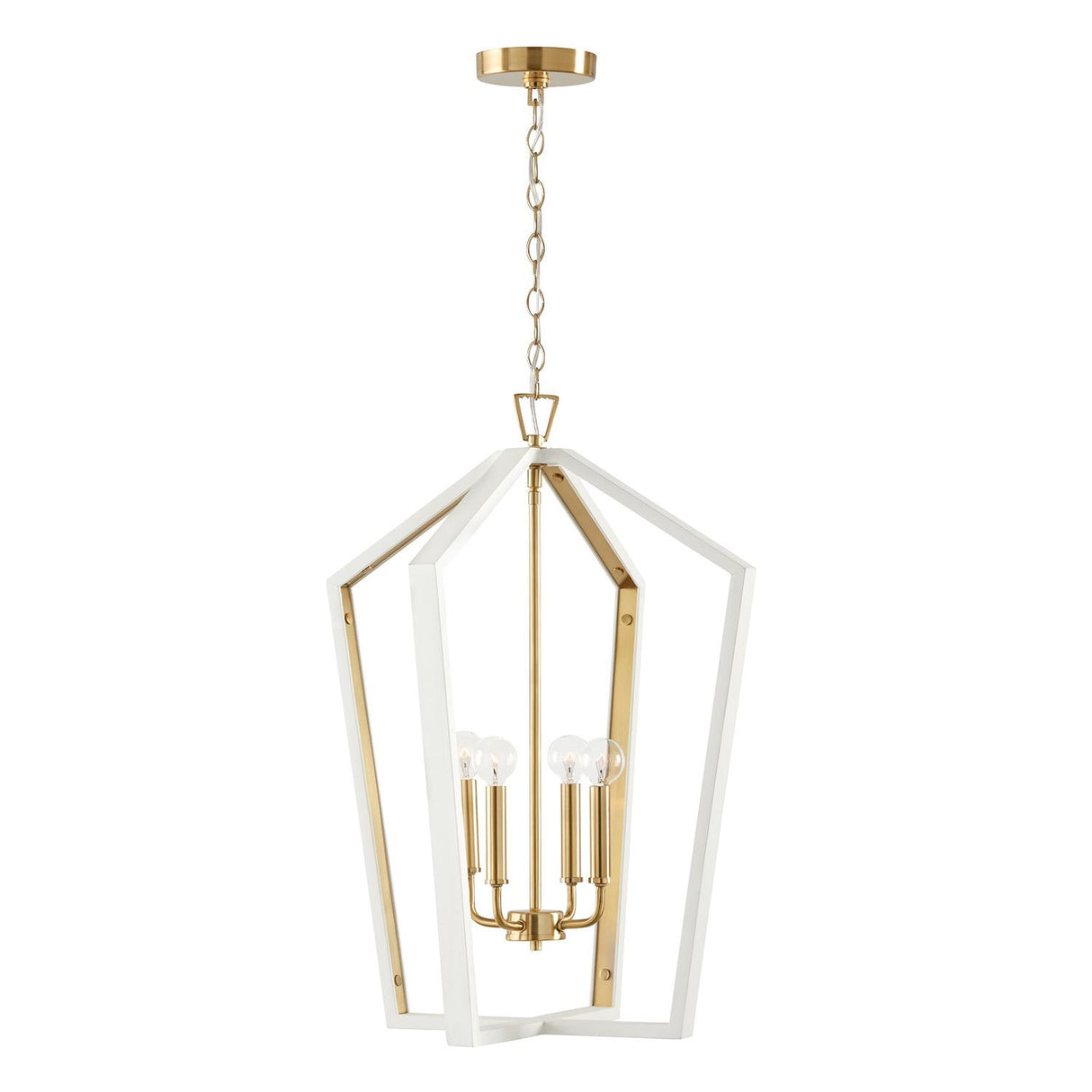 Capital Lighting 344541WM Maren 4 Light Pendant Flat White and Matte Brass