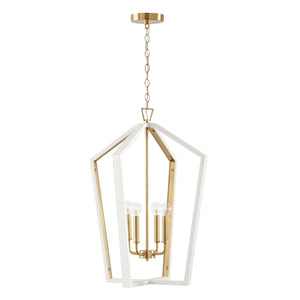 Capital Lighting 344541WM Maren 4 Light Pendant Flat White and Matte Brass