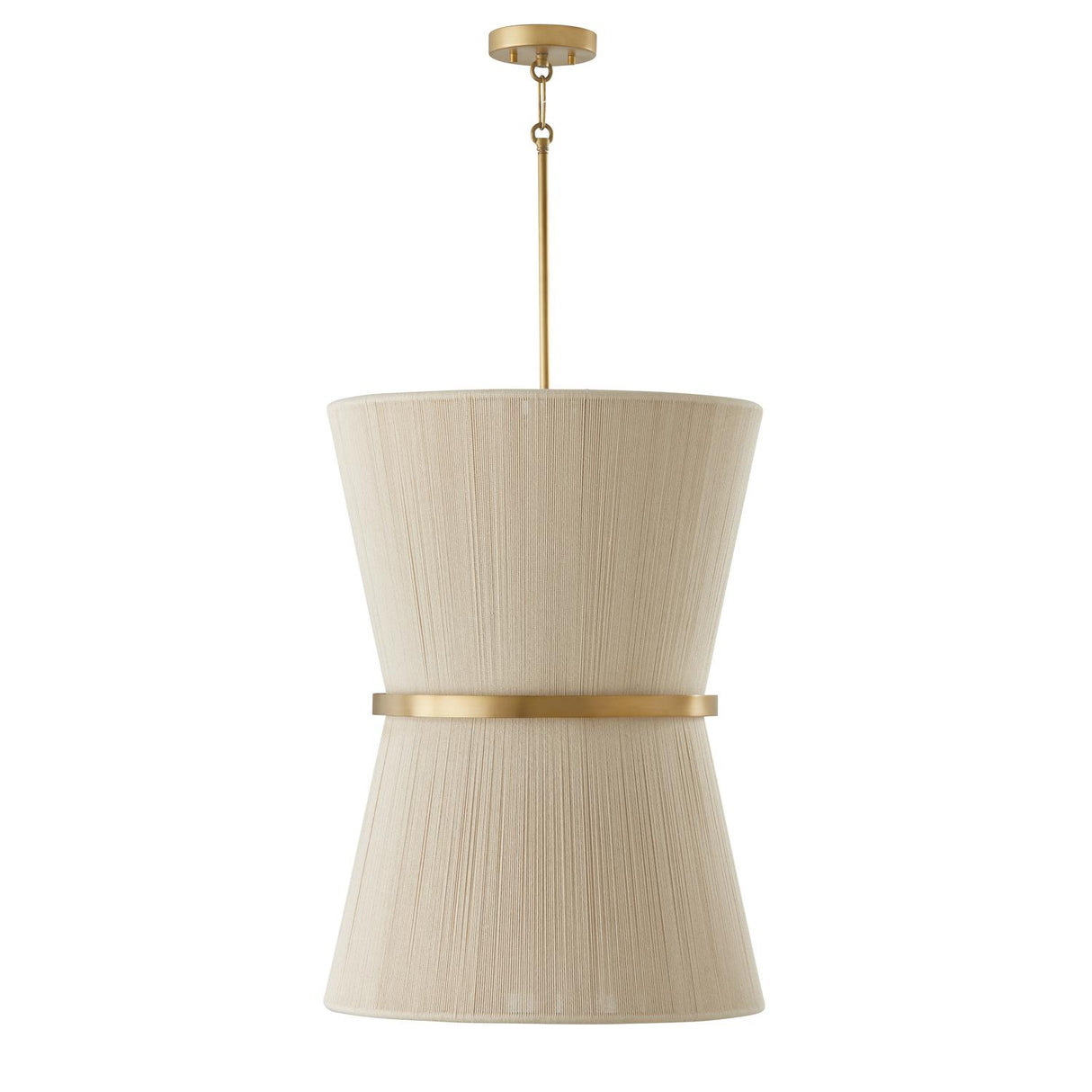 Capital Lighting 541261NP Cecilia 6 Light Foyer Bleached Natural Rope and Patinaed Brass