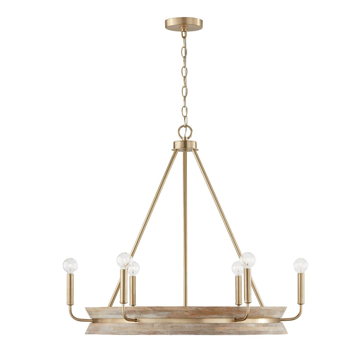 Capital Lighting 447361WS Finn 6 Light Chandelier White Wash and Matte Brass