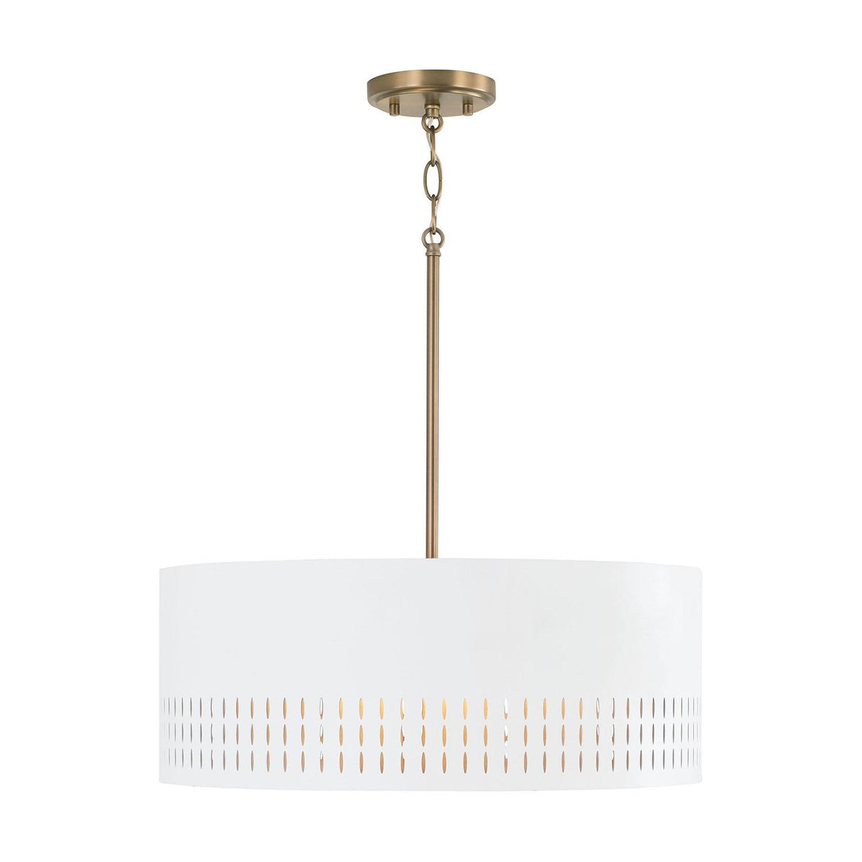 Capital Lighting 350233AW Dash 3 Light Pendant Aged Brass and White