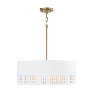 Capital Lighting 350233AW Dash 3 Light Pendant Aged Brass and White
