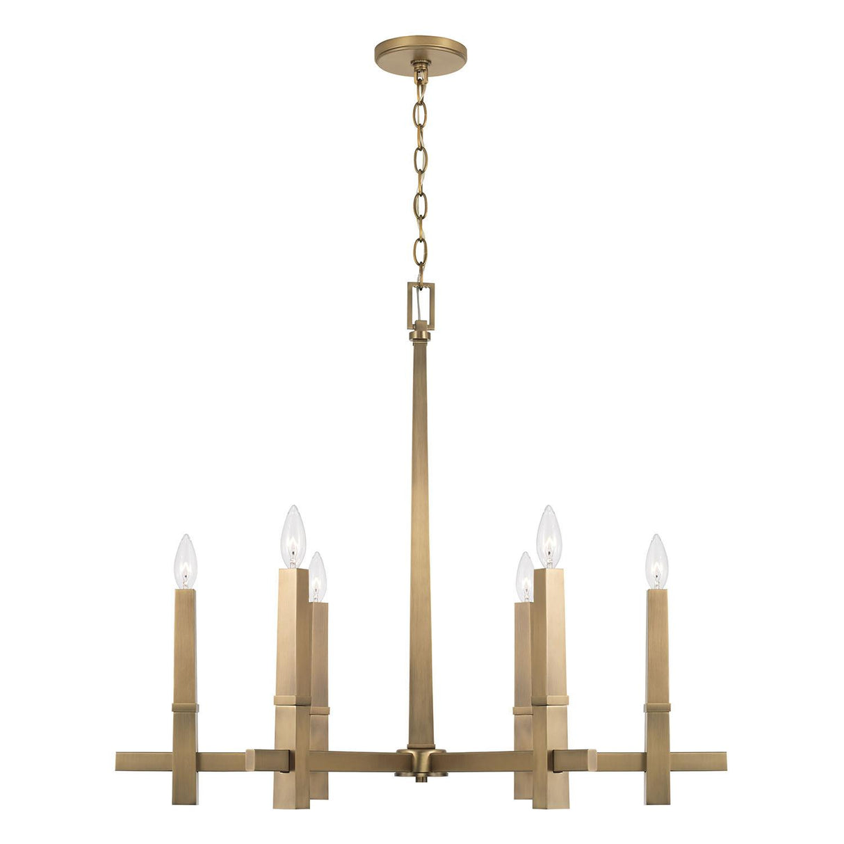 Capital Lighting 449661AD Blake 6 Light Chandelier Aged Brass