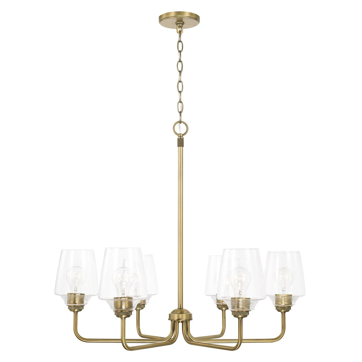 Capital Lighting 442261AD-512 Miller 6 Light Chandelier Aged Brass