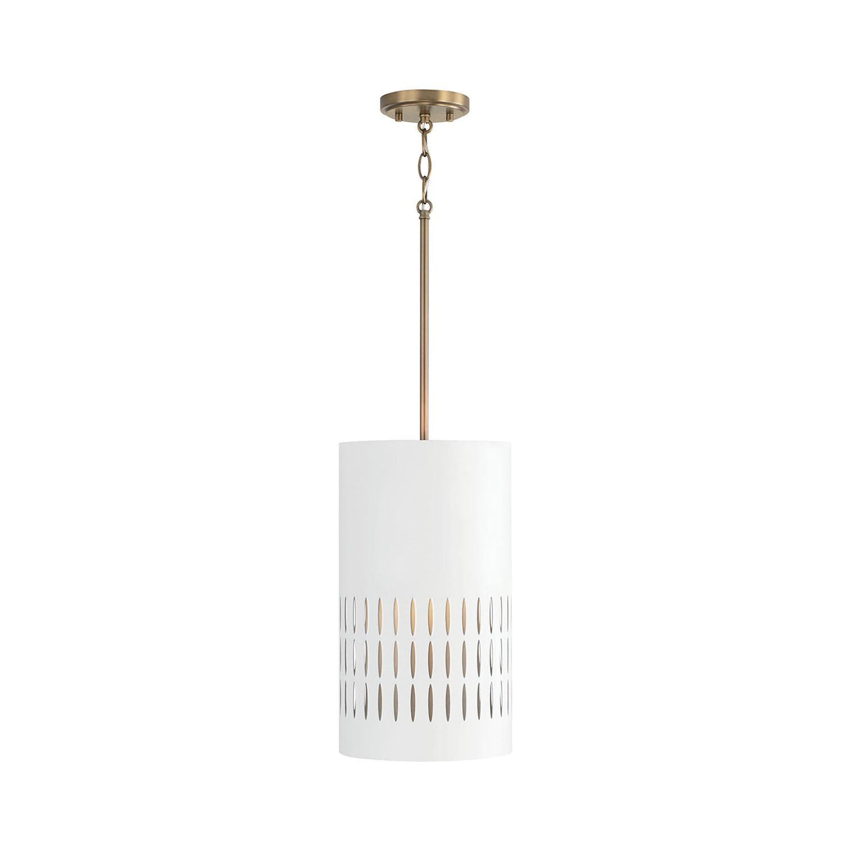 Capital Lighting 350212AW Dash 1 Light Pendant Aged Brass and White