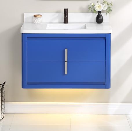 Design Studio 36x20" Wall Mount Vanity, Top & Sink Set - Classic Blue