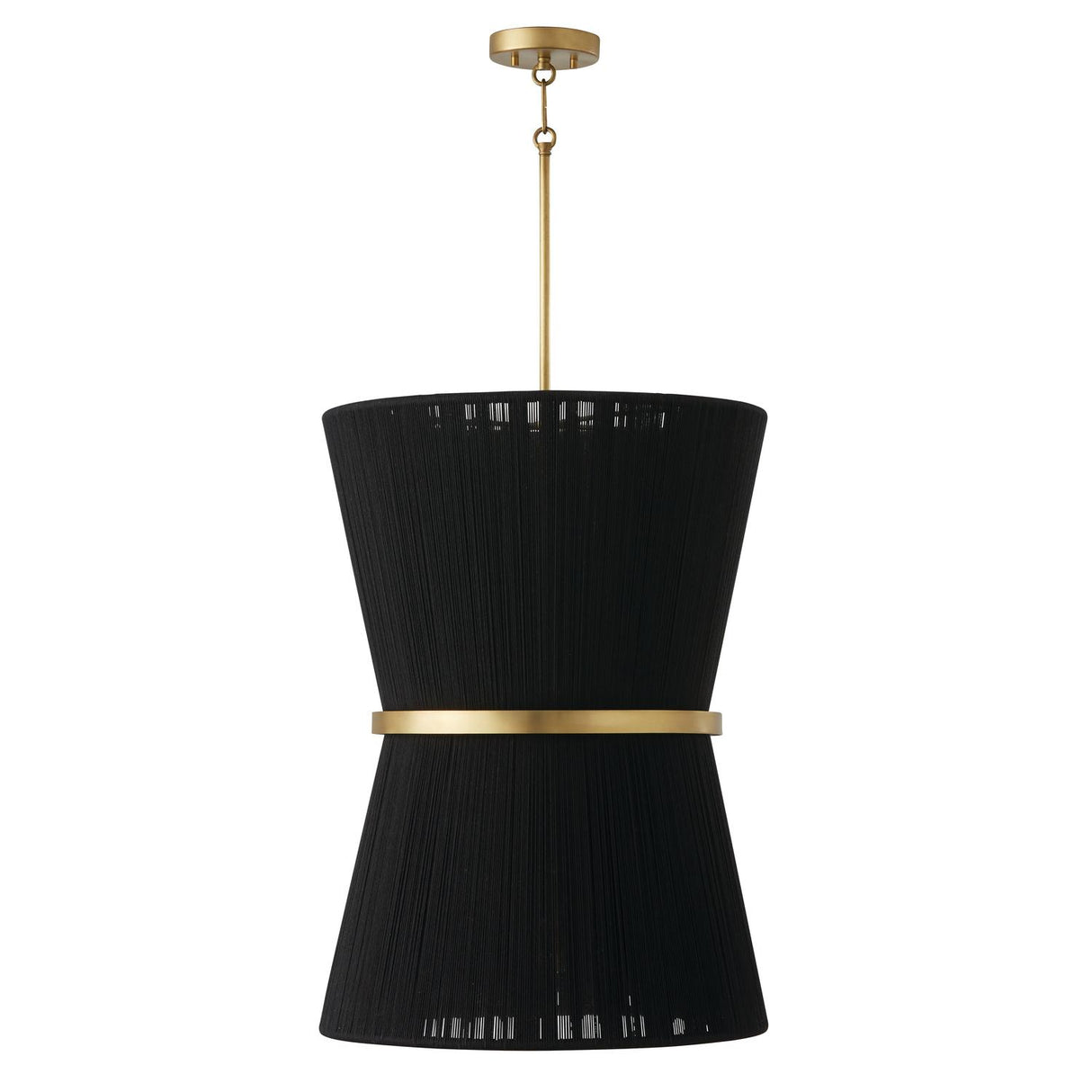 Capital Lighting 541261KP Cecilia 6 Light Foyer Black Rope and Patinaed Brass