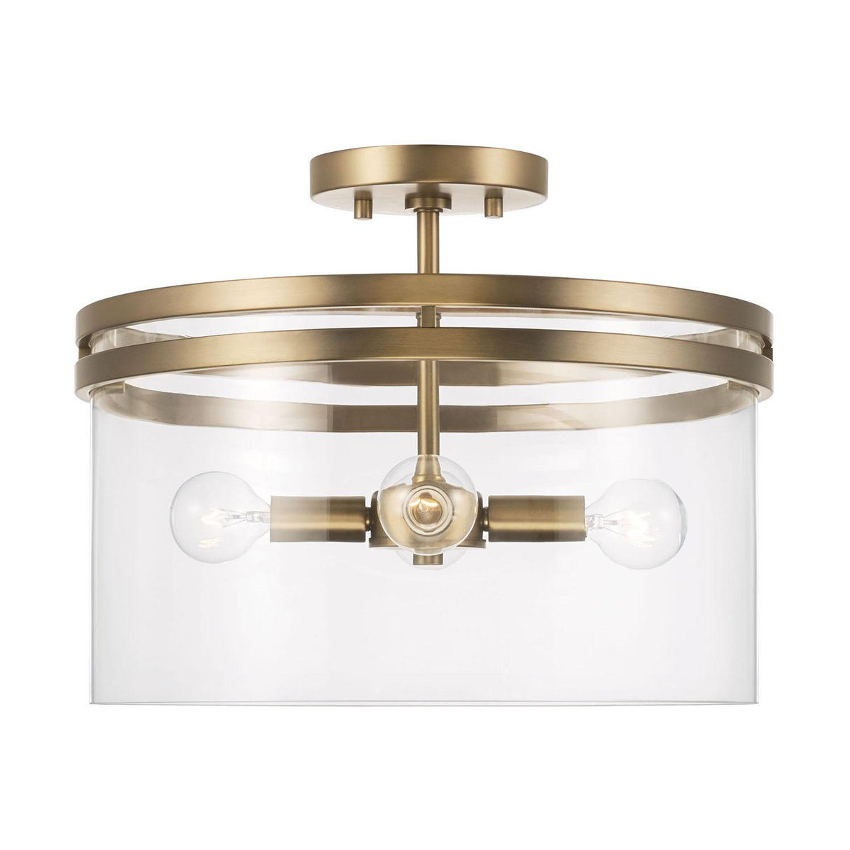Capital Lighting 248741AD Fuller 4 Light Dual Mount Semi-Flush/Pendant Aged Brass