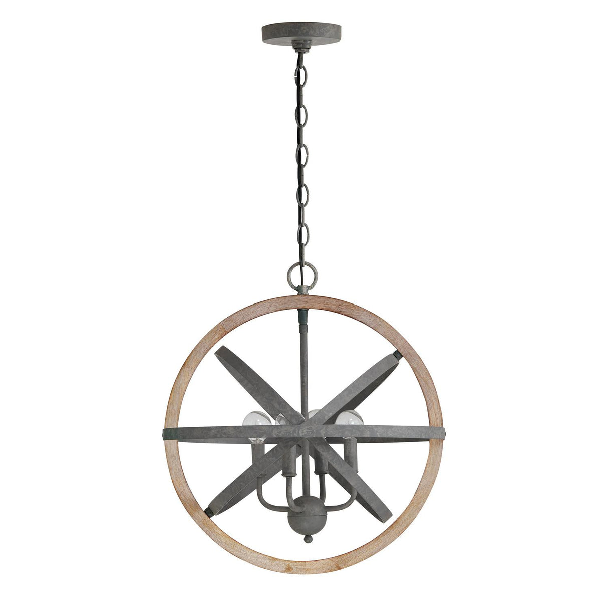 Capital Lighting 330544IW Bluffton 4 Light Pendant Iron and Wood