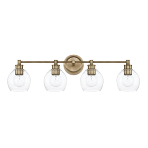 Capital Lighting 121141AD-426 Mid Century 4 Light Vanity Aged Brass