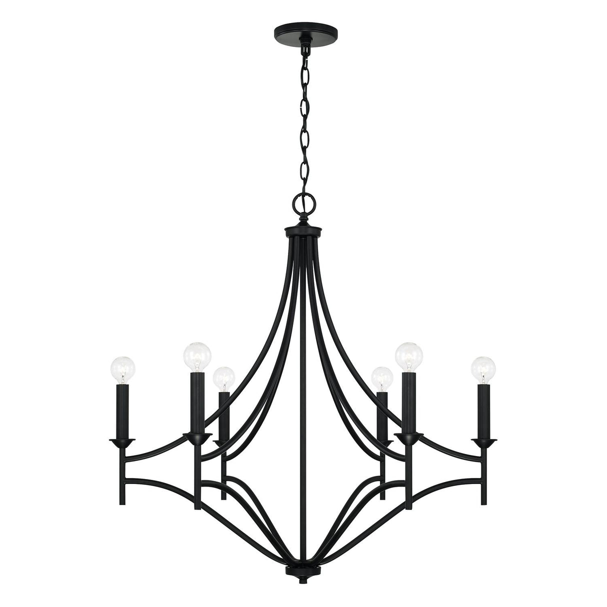 Capital Lighting 442061MB Peyton 6 Light Chandelier Matte Black