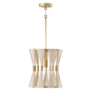 Capital Lighting 341111NP Bianca 1 Light Pendant Bleached Natural Rope and Patinaed Brass