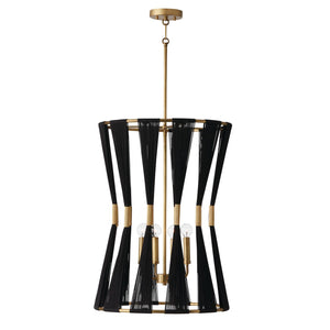 Capital Lighting 541141KP Bianca 4 Light Foyer Black Rope and Patinaed Brass