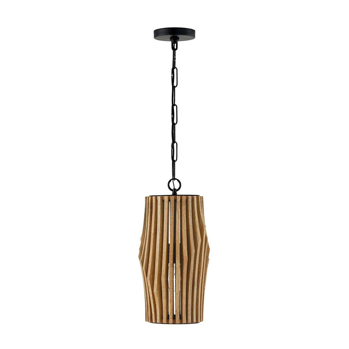 Capital Lighting 344613WK Archer 1 Light Pendant Light Wood and Matte Black