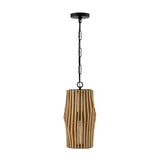 Capital Lighting 344613WK Archer 1 Light Pendant Light Wood and Matte Black