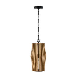 Capital Lighting 344613WK Archer 1 Light Pendant Light Wood and Matte Black