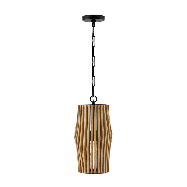 Capital Lighting 344613WK Archer 1 Light Pendant Light Wood and Matte Black