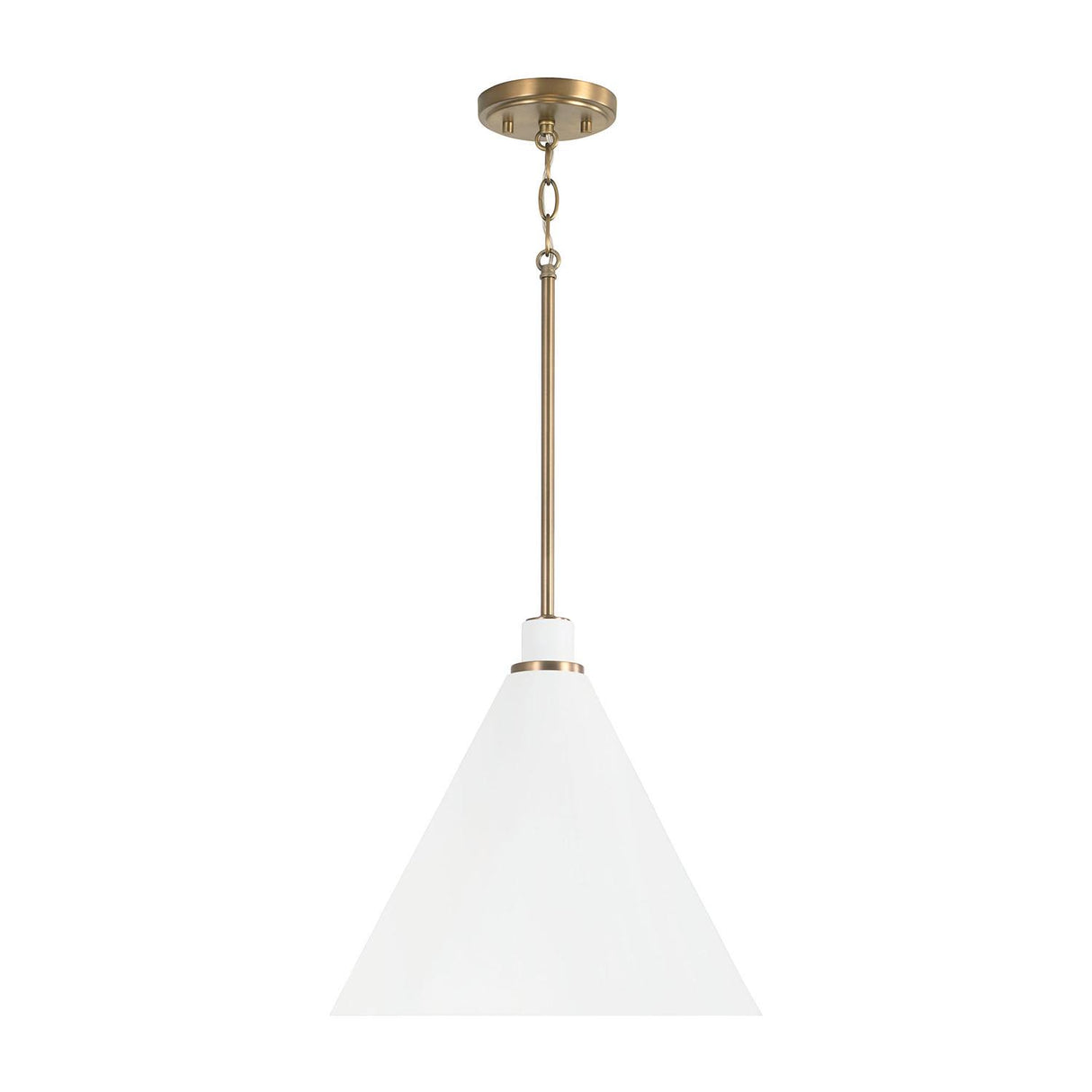 Capital Lighting 350112AW Bradley 1 Light Pendant Aged Brass and White