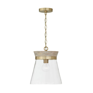 Capital Lighting 347311WS Finn 1 Light Pendant White Wash and Matte Brass
