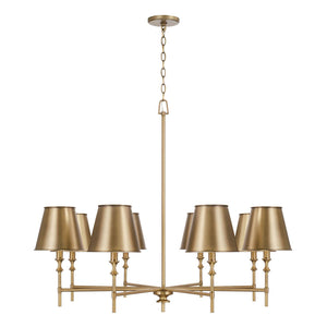 Capital Lighting 449781AD-707 Whitney 8 Light Chandelier Aged Brass