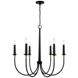 Capital Lighting 445661KB Amara 6 Light Chandelier Matte Black with Brass