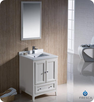 Fresca Bath FVN2024AW Oxford Vanity, 24", Antique White