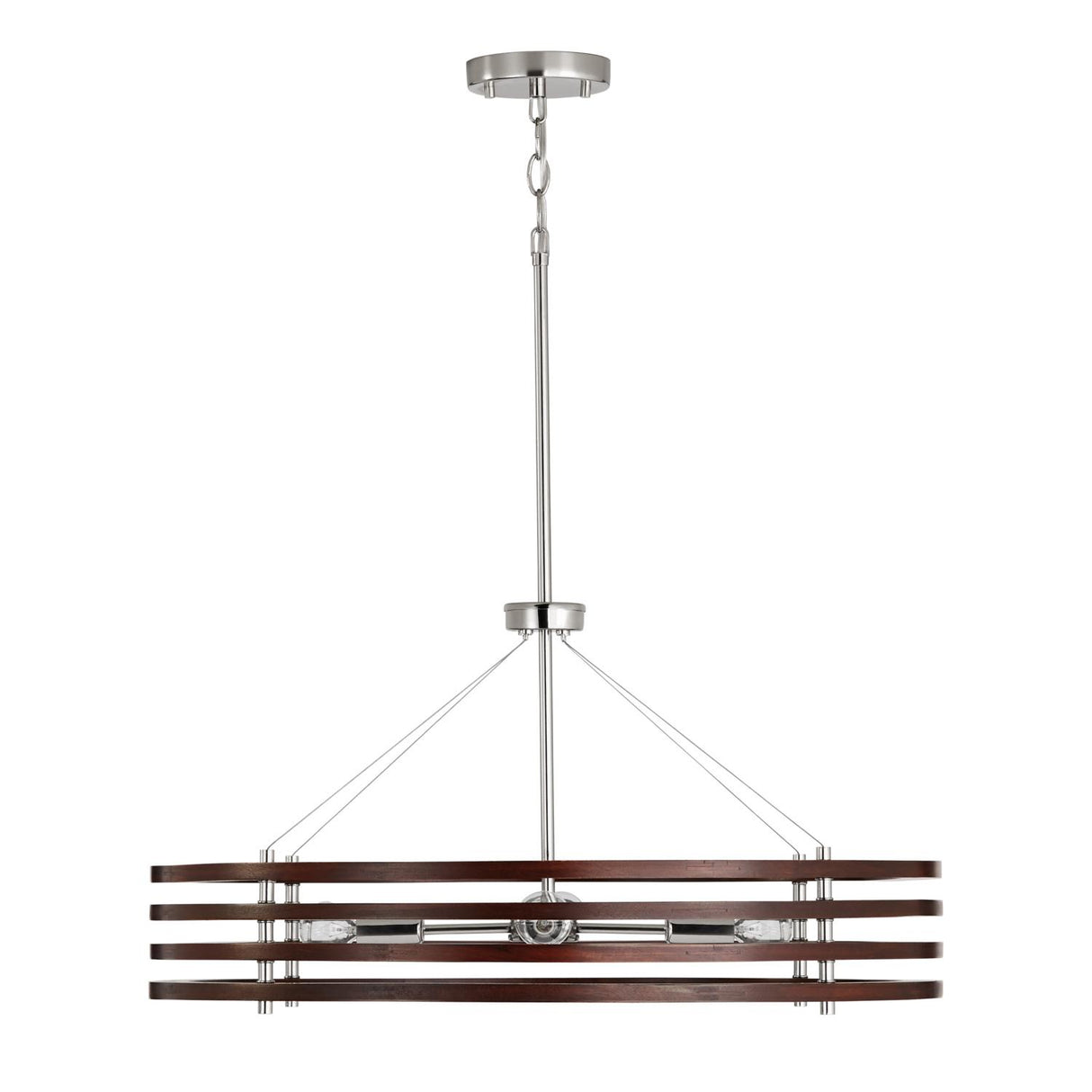 Capital Lighting 439941DN Dalton 4 Light Chandelier Dark Wood and Polished Nickel