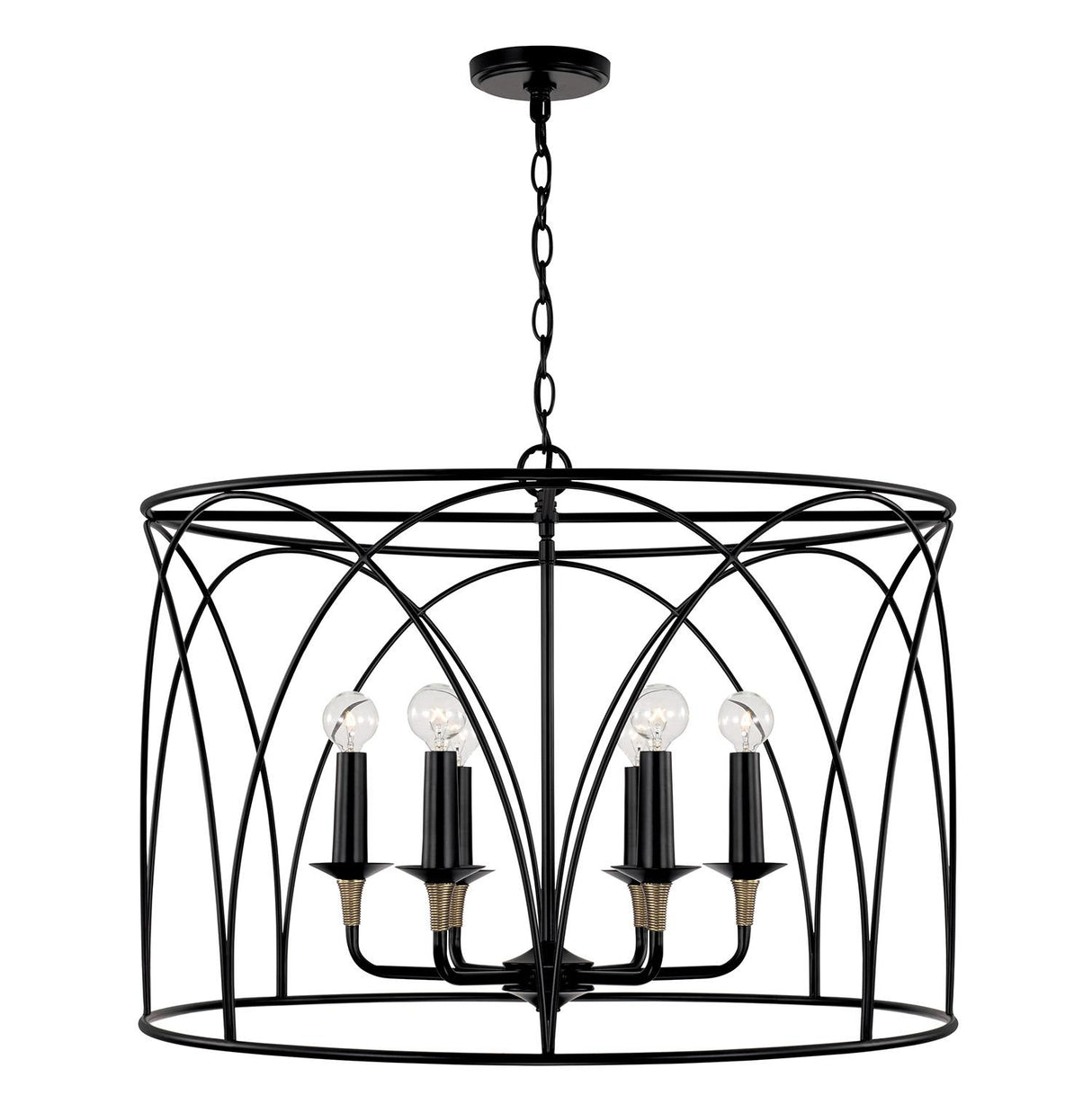 Capital Lighting 345661KB Amara 6 Light Pendant Matte Black with Brass
