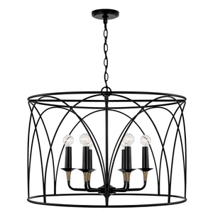 Capital Lighting 345661KB Amara 6 Light Pendant Matte Black with Brass