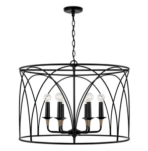 Capital Lighting 345661KB Amara 6 Light Pendant Matte Black with Brass