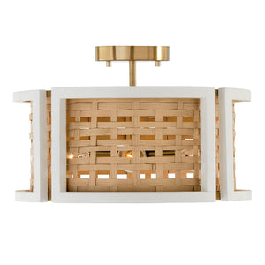 Capital Lighting 244341WM Lola 4 Light Semi-Flush Flat White and Matte Brass