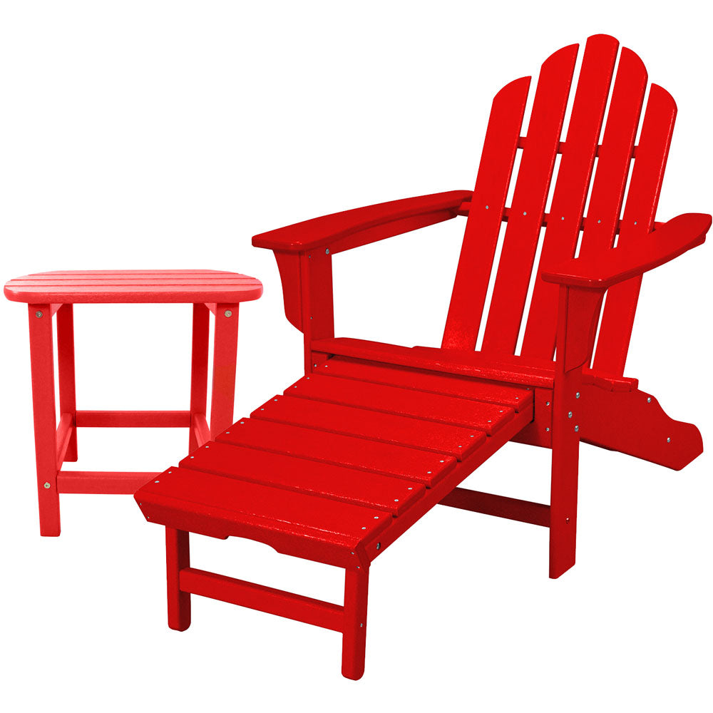 Hanover HVLNA15SR-SC Hanover All-Weather Adirondack Chair w/Attached Ottoman and 18" Side Table