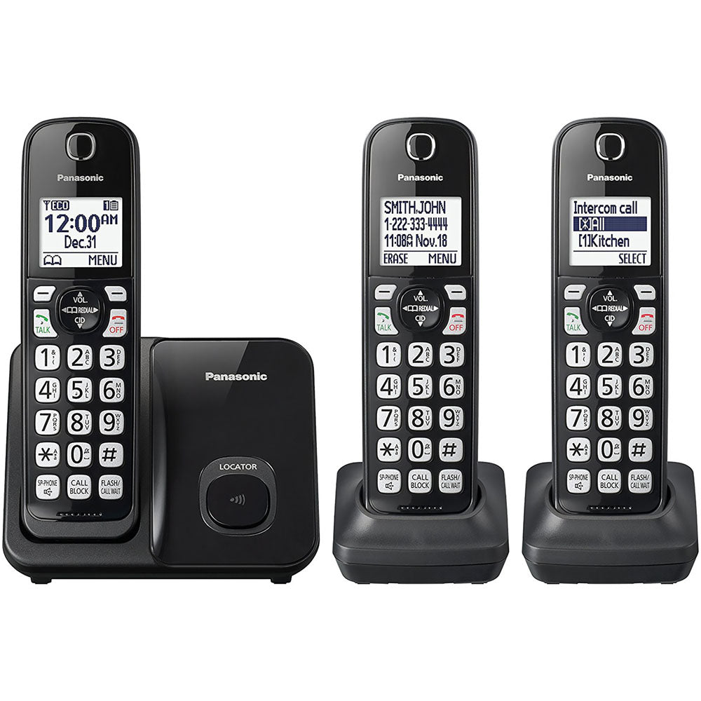 Panasonic KX-TGD513B Dect 6.0 Plus,3HS,Talking CID,150 Call Block,1.6"white LCD,Handset Locat