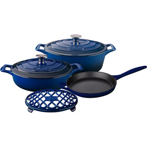 La Cuisine LC 2970 6 pc set, 3.75QT Saute w/lid, 6.75QT Oval w/lid, 10" Fry Pan, 7" Trivet